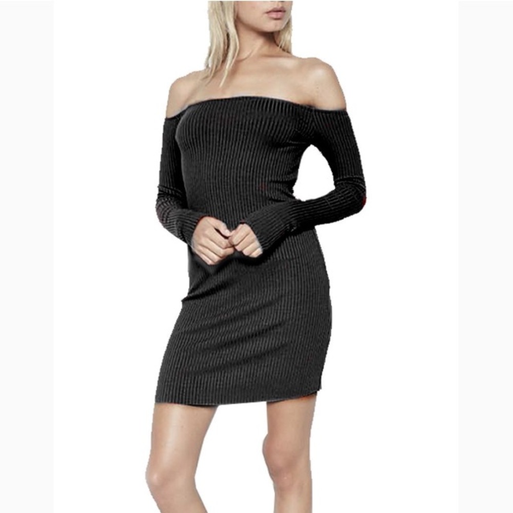 Michael Lauren Karl Open Shoulder Black Dress L